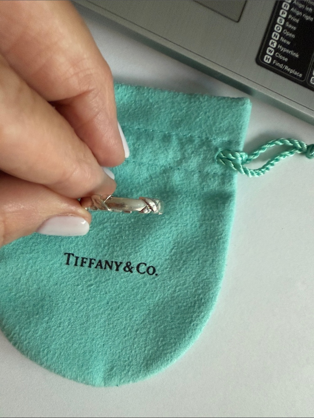 Tiffany & Co 925 sterling ring cross-stitch